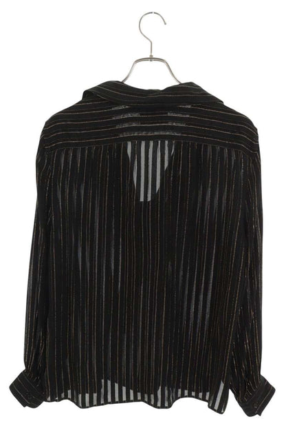 SAINT LAURENT PARIS 22AW Silk Shirt Black/Gold Size 38