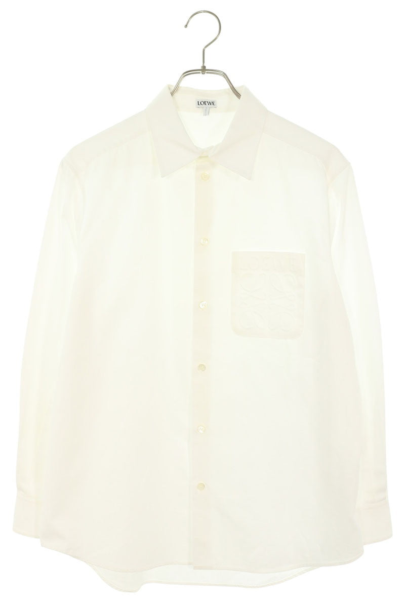 LOEWE Anagram Debossed Long Sleeve Shirt White Size M