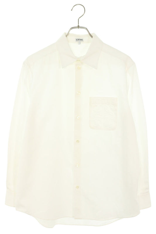 LOEWE Anagram Debossed Long Sleeve Shirt White Size M