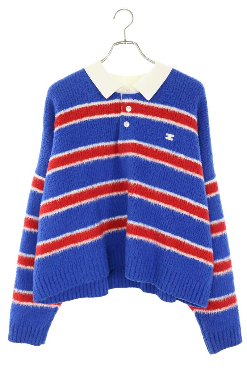 CELINE Stripe Long Sleeve Shirt Blue Red Size XL