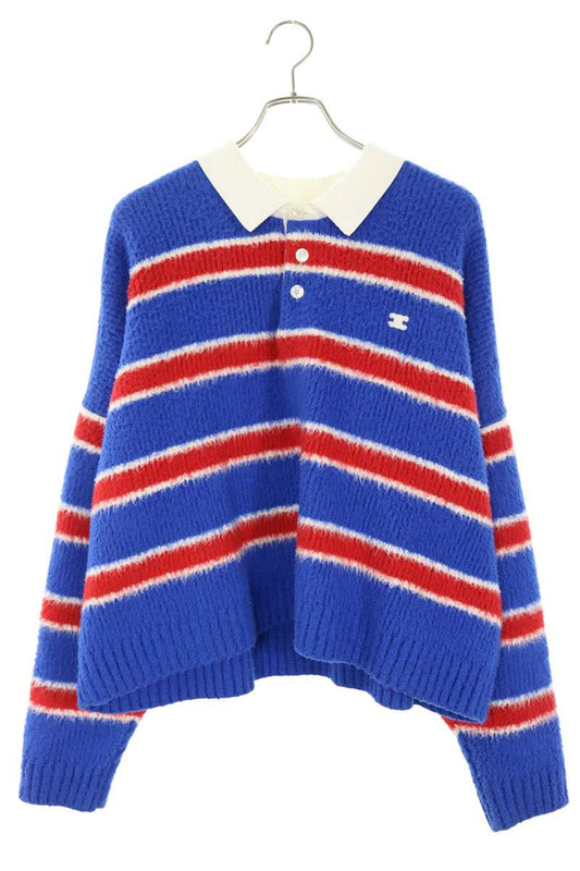 CELINE Stripe Long Sleeve Shirt Blue Red Size XL