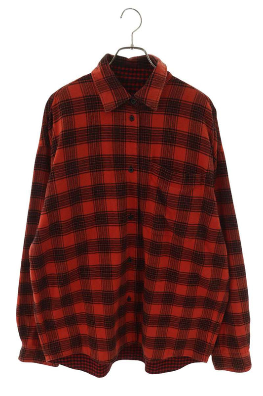 BALENCIAGA Reversible Check Cotton Shirt Red Size XS