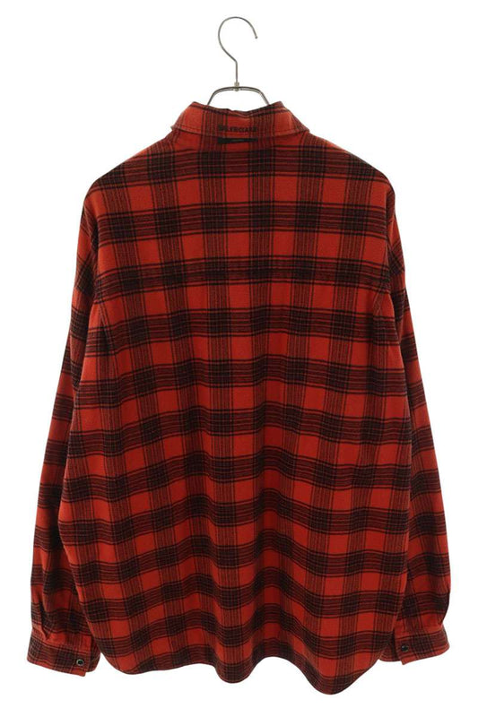 BALENCIAGA Reversible Check Cotton Shirt Red Size XS