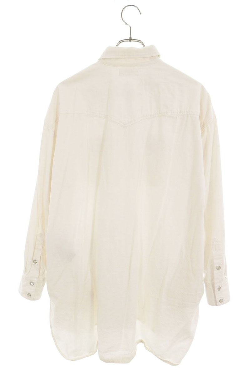 CELINE Western Cotton Long Sleeve Shirt White Size XS