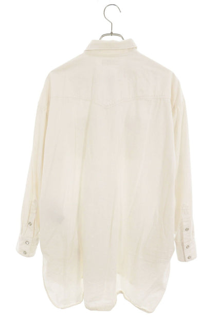 CELINE Western Cotton Long Sleeve Shirt White Size XS
