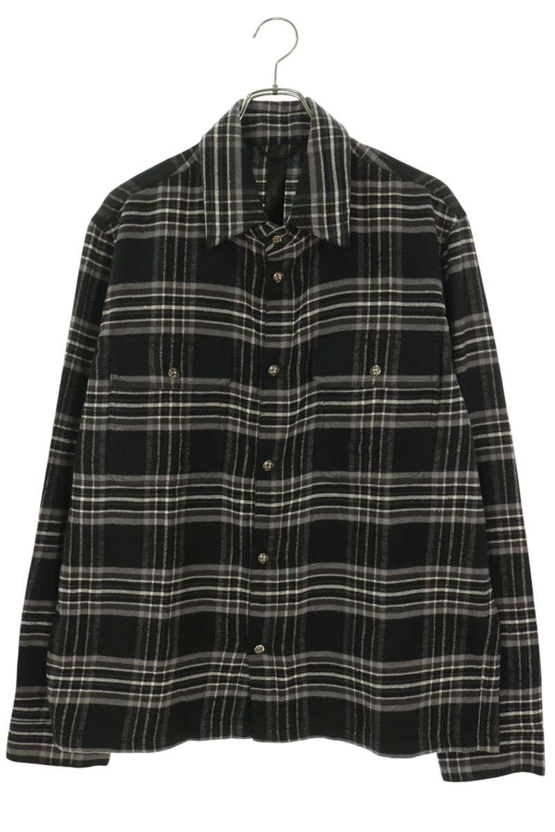 Chrome Hearts WORK DOG Cross Ball Check Sleeve Shirt Size L