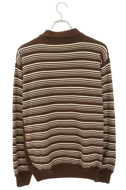 miumiu 23SS Striped Cotton Knit Sweater Brown/White Size 42