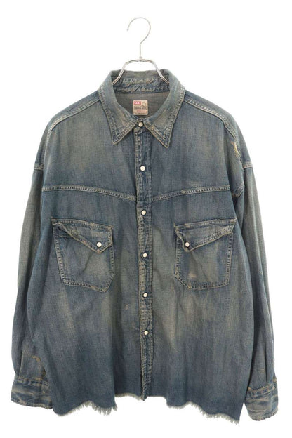 SAINT MICHAEL Vintage Denim Long Sleeve Shirt Blue Size XL