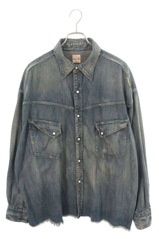 SAINT MICHAEL Vintage Denim Long Sleeve Shirt Blue Size XL