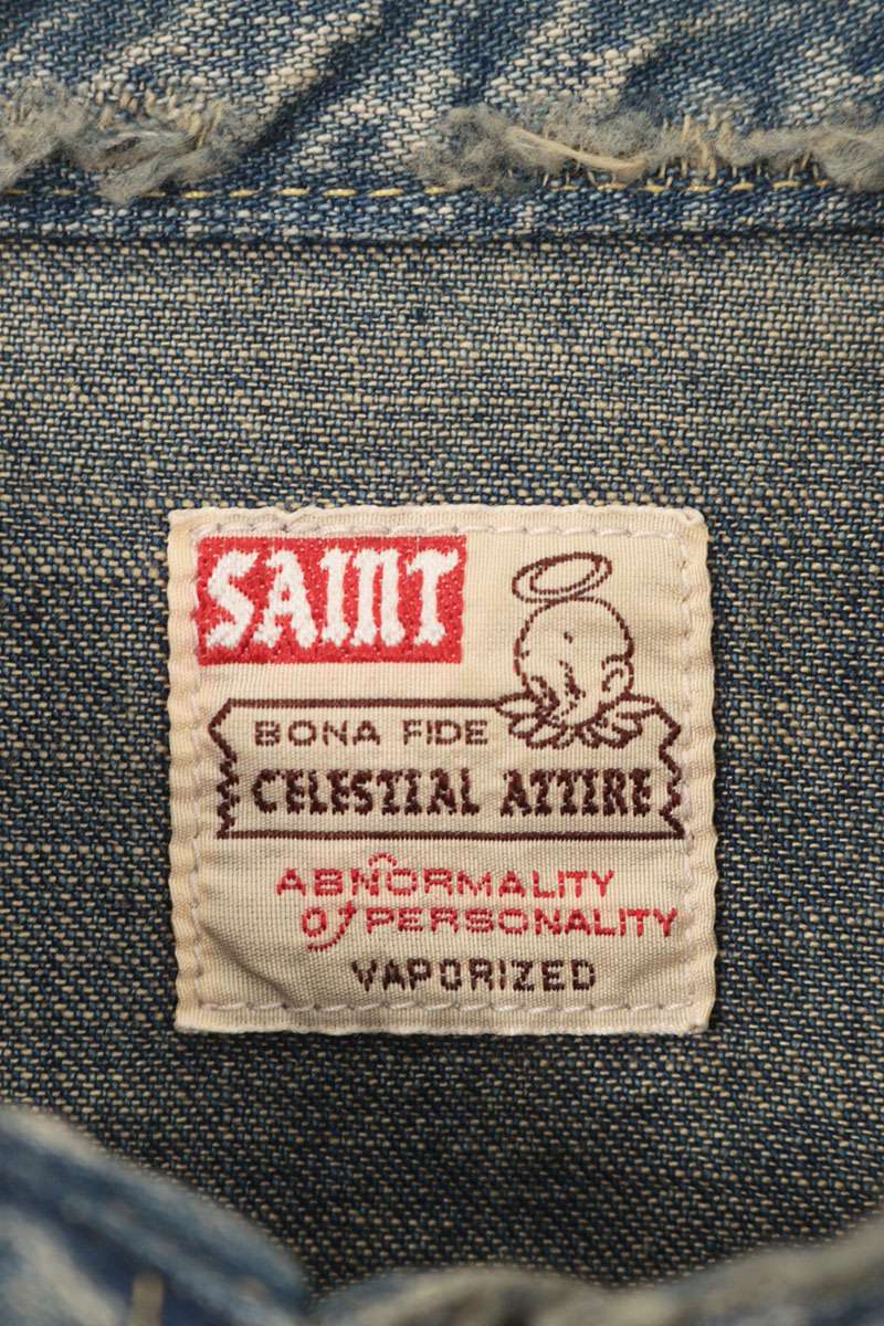 SAINT MICHAEL Vintage Denim Long Sleeve Shirt Blue Size XL