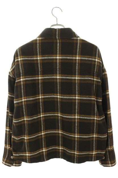 Chrome Hearts WORK DOG Check Leather Long Sleeve Shirt Brown Size M