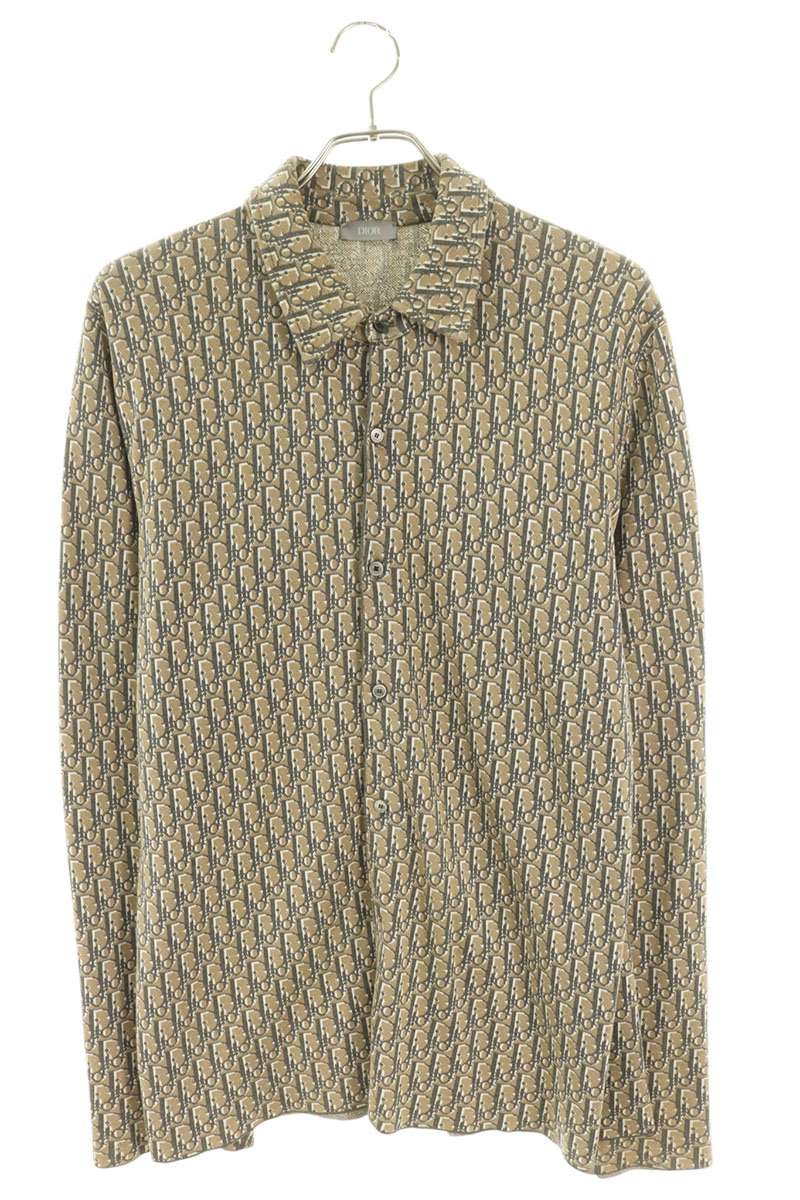 DIOR Oblique Pattern Cotton Knit Sweater Beige Size M
