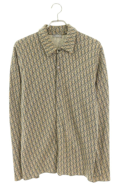 DIOR Oblique Pattern Cotton Knit Sweater Beige Size M