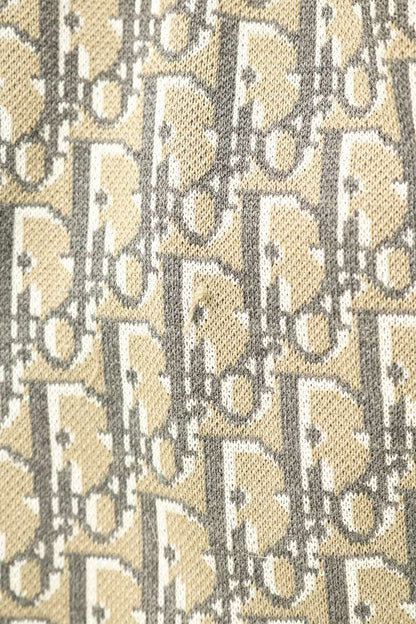 DIOR Oblique Pattern Cotton Knit Sweater Beige Size M