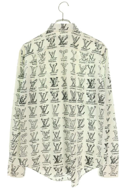 LOUISVUITTON LV Logo Cotton Long Sleeve Shirt White Size XS