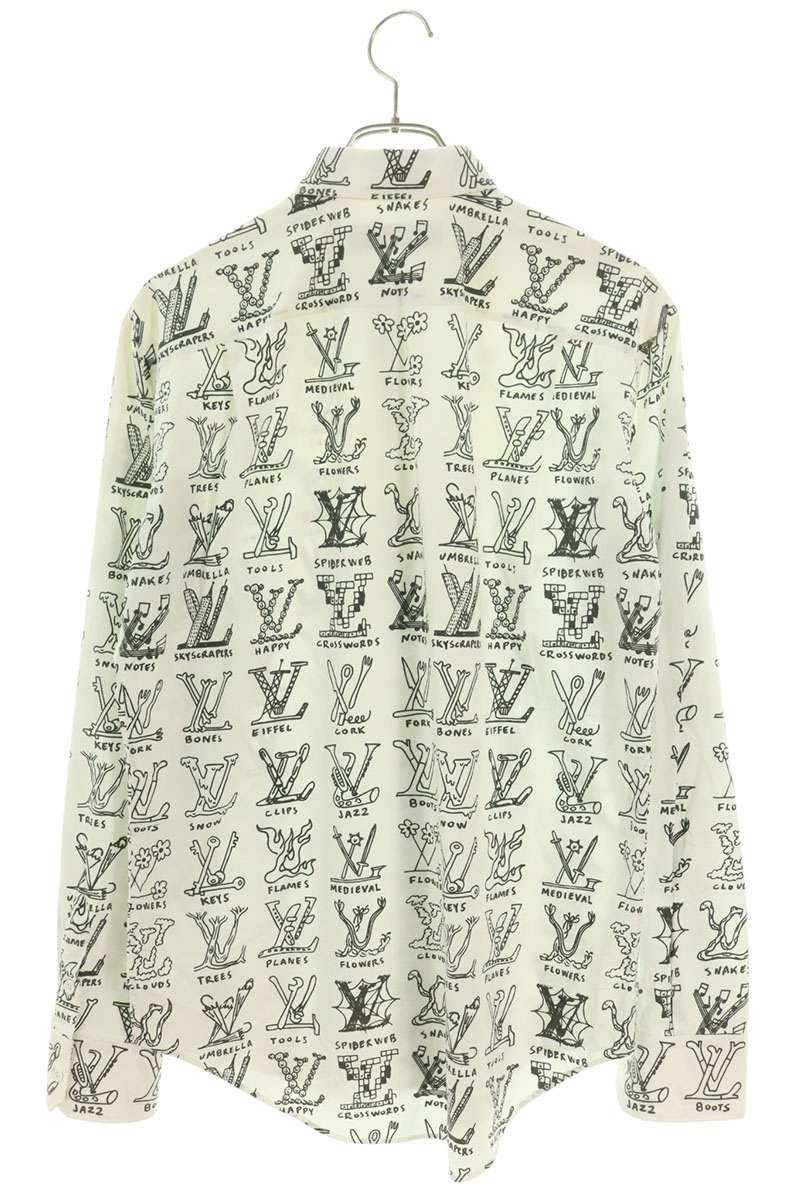 LOUISVUITTON LV Logo Cotton Long Sleeve Shirt White Size XS
