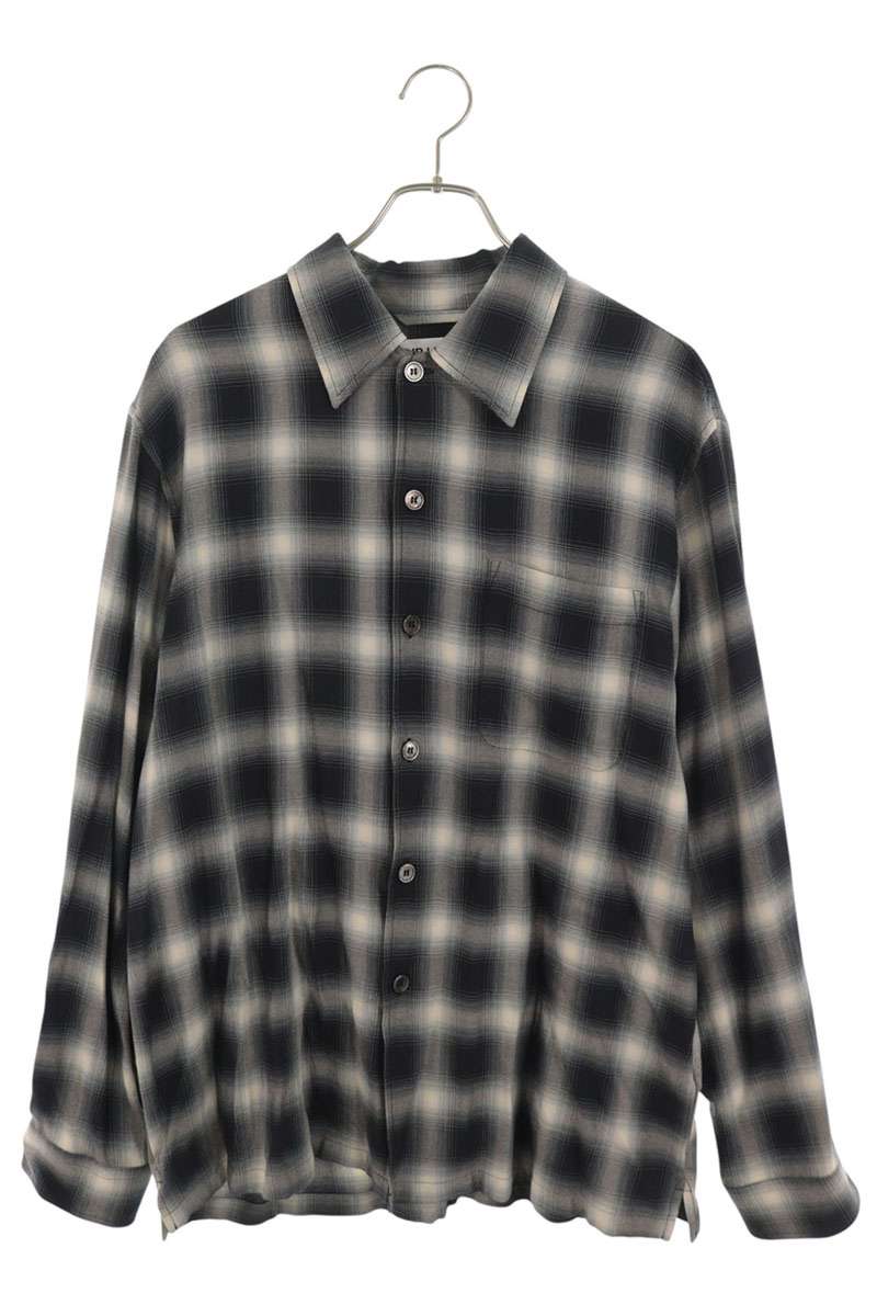 OUR LEGACY 26SS Ombre Check Viscose Long Sleeve Shirt B/W Size 46
