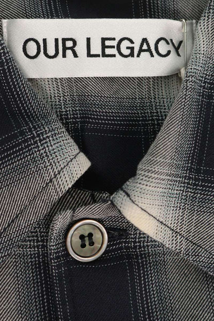 OUR LEGACY 26SS Ombre Check Viscose Long Sleeve Shirt B/W Size 46