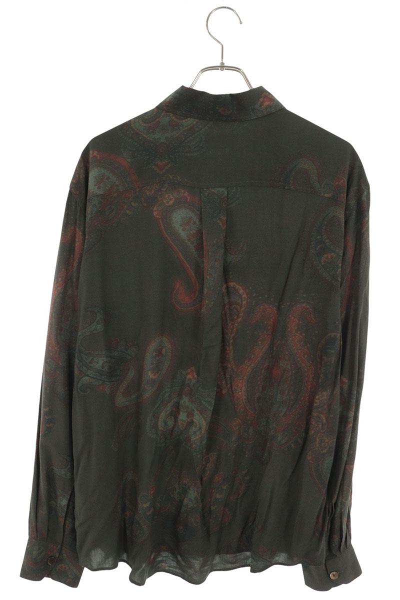 OUR LEGACY 26SS Rayon Paisley Long Khaki Green Shirt Size 48