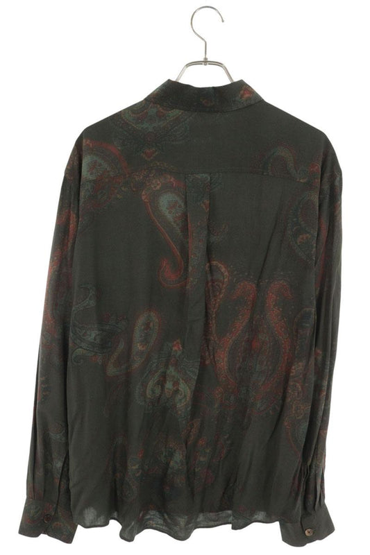 OUR LEGACY 26SS Rayon Paisley Long Khaki Green Shirt Size 48