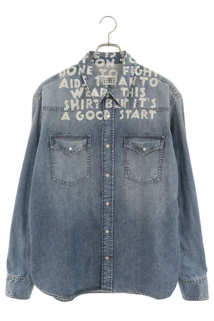 MM6 25SS Charity Print Denim Cotton Long Sleeve Shirt I/W Size 48