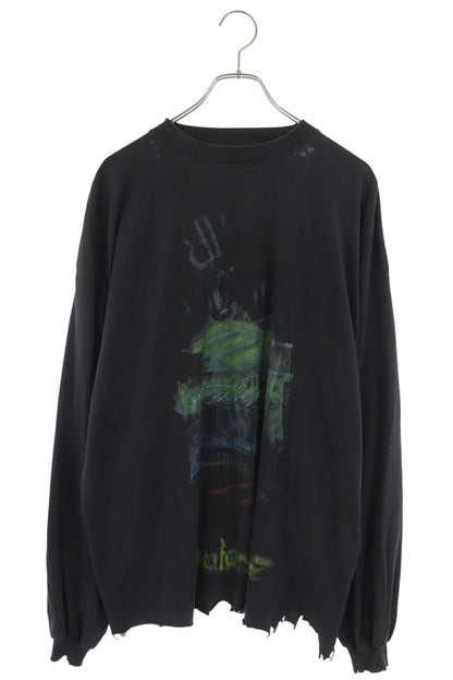 BALENCIAGA Graphic Print Distressed Long Sleeve Shirt Size 2