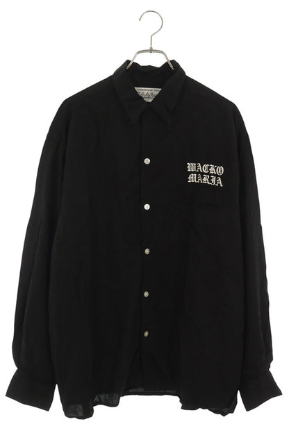 WACKO MARIA Lyocell Logo Embroidered Shirt Black Size XL
