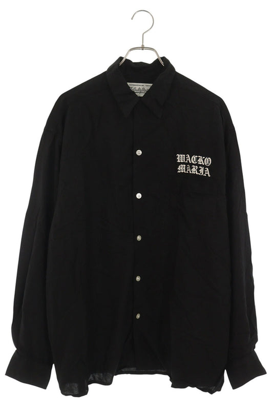 WACKO MARIA Lyocell Logo Embroidered Shirt Black Size XL