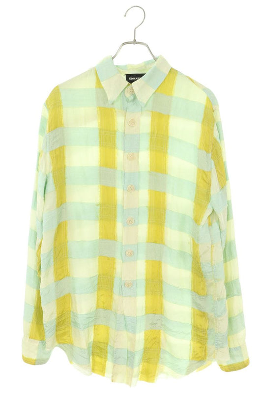 Edward Cuming Check Rayon Blend Shirt Yellow/Blue Size 2