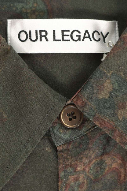 OUR LEGACY 26SS Beyond Paisley Rayon Shirt Green Size 48