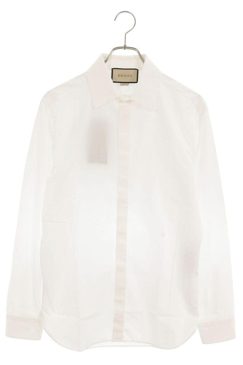 GUCCI ZAJOL GG Logo Long Sleeve Shirt White Size 39