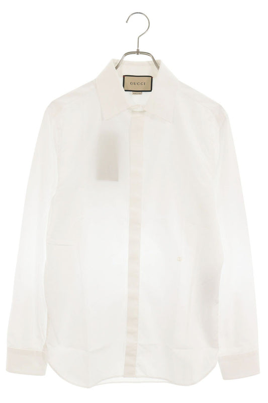 GUCCI ZAJOL GG Logo Long Sleeve Shirt White Size 39