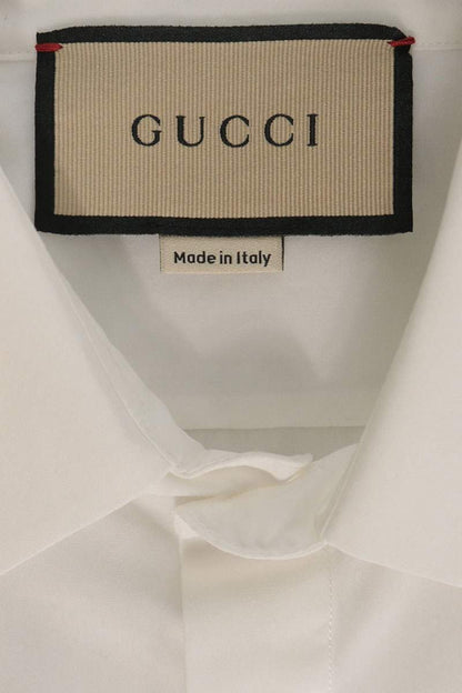 GUCCI ZAJOL GG Logo Long Sleeve Shirt White Size 39