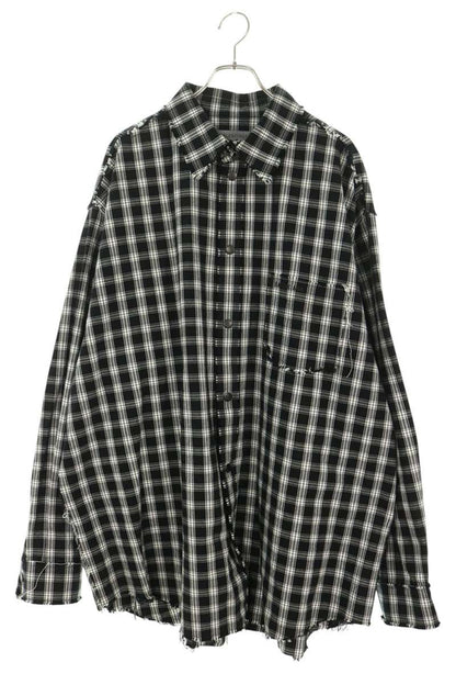BALENCIAGA 26SS Damaged Oversized Check Shirt Size 46