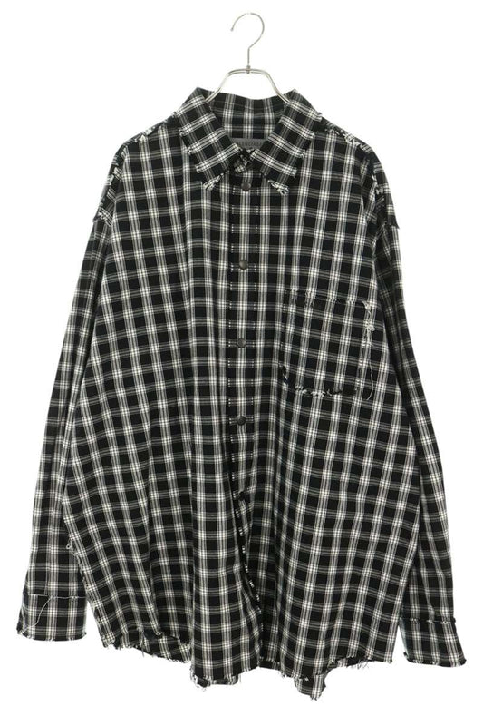 BALENCIAGA 26SS Damaged Oversized Check Shirt Size 46