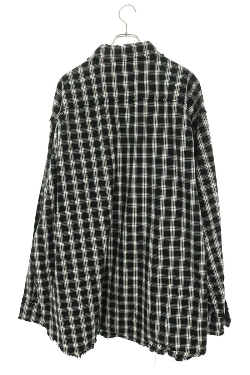 BALENCIAGA 26SS Damaged Oversized Check Shirt Size 46