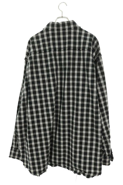 BALENCIAGA 26SS Damaged Oversized Check Shirt Size 46
