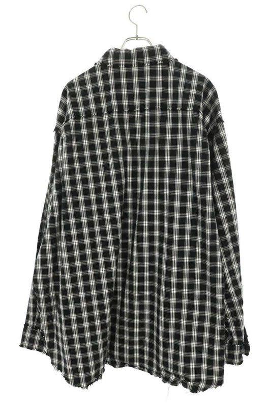 BALENCIAGA 26SS Damaged Oversized Check Shirt Size 46