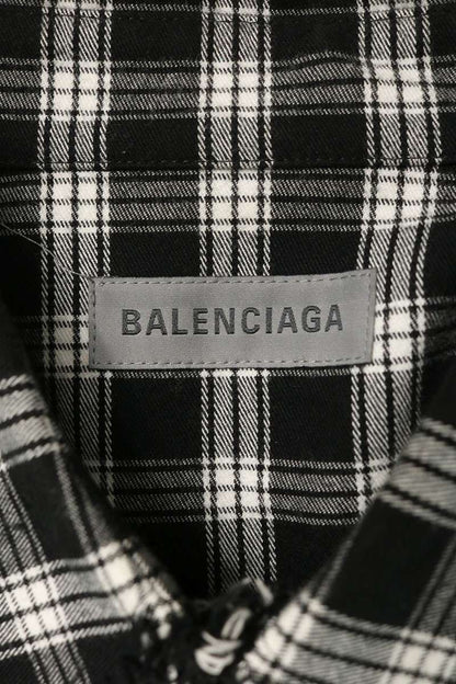 BALENCIAGA 26SS Damaged Oversized Check Shirt Size 46