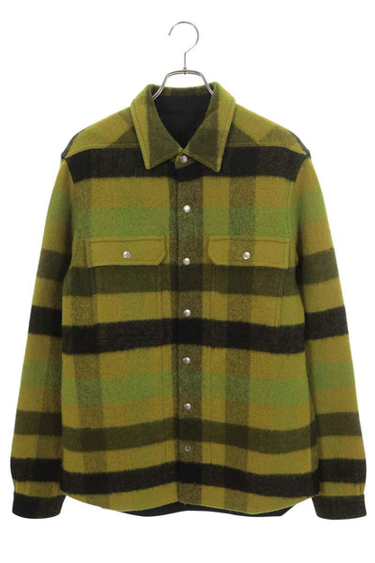Rick Owens 23AW WFNP Check Wool Overshirt Green Shirt Size 48