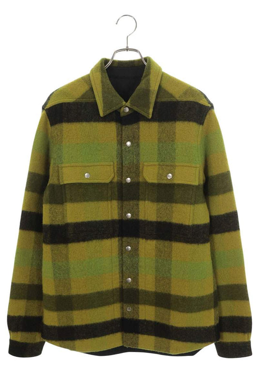 Rick Owens 23AW WFNP Check Wool Overshirt Green Shirt Size 48