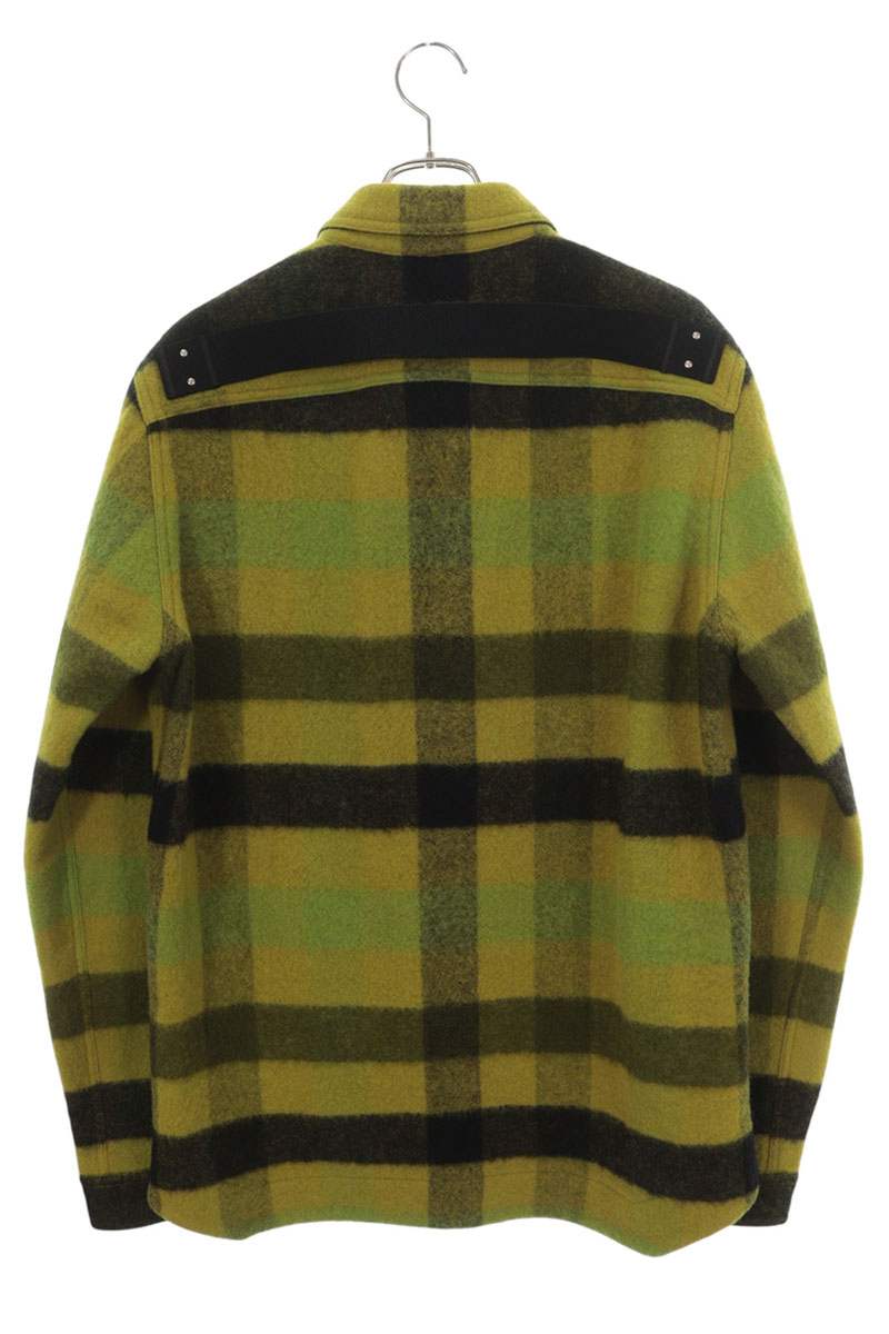 Rick Owens 23AW WFNP Check Wool Overshirt Green Shirt Size 48