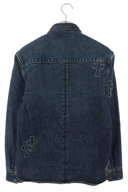Chrome Hearts LOOSEENDS Cross Patch Denim Shirt Blue Size M