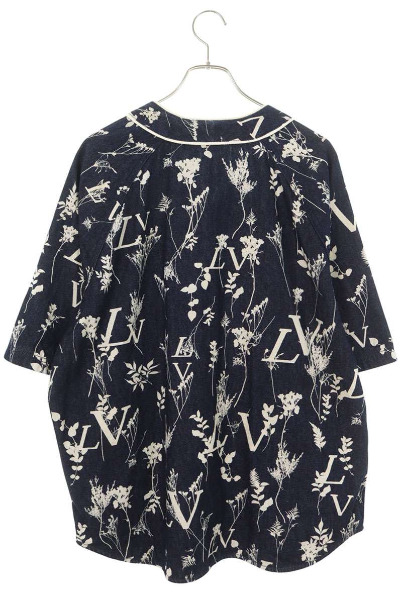 LOUISVUITTON LV Leaf Denim Baseball Shirt Blue Size XXL