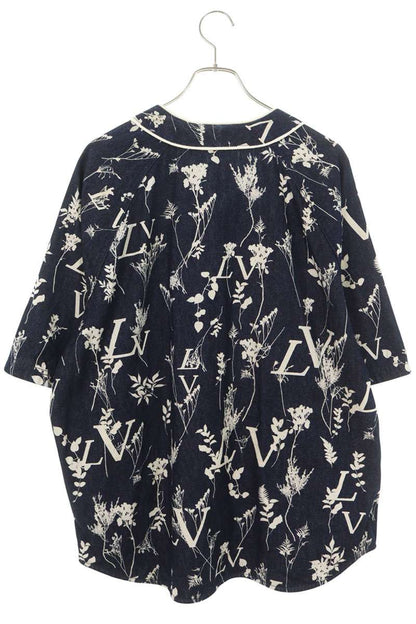 LOUISVUITTON LV Leaf Denim Baseball Shirt Blue Size XXL