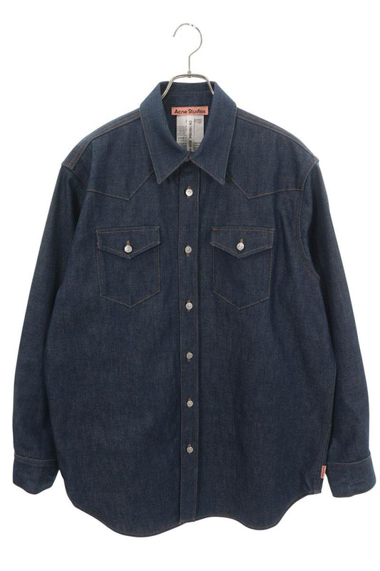 ACNE STUDIOS Western Denim Long Sleeve Shirt Blue Size 48