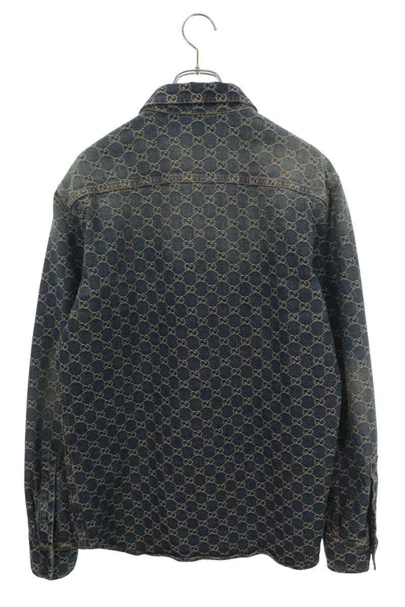 GUCCI GG Jacquard Cotton Denim Shirt Size 50