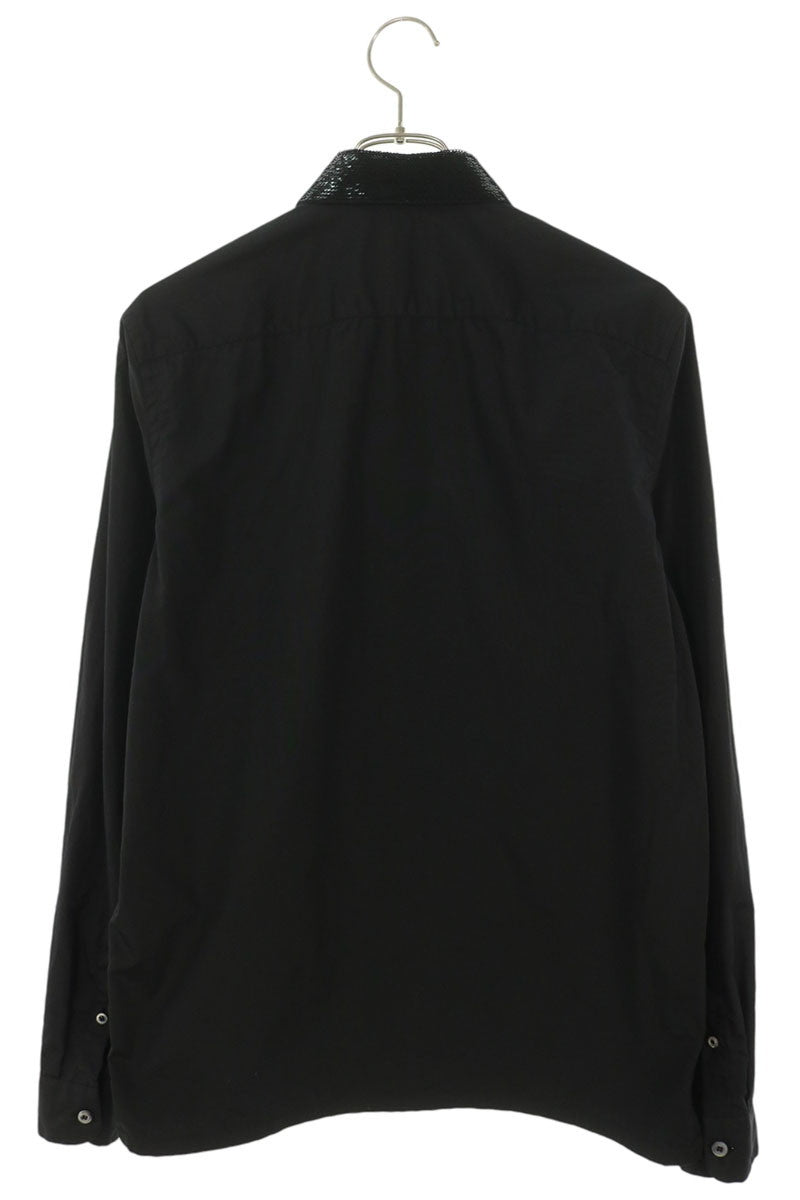PRADA Sequin Collar Cotton Shirt Black Size 38