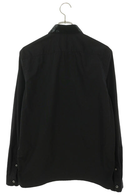 PRADA Sequin Collar Cotton Shirt Black Size 38