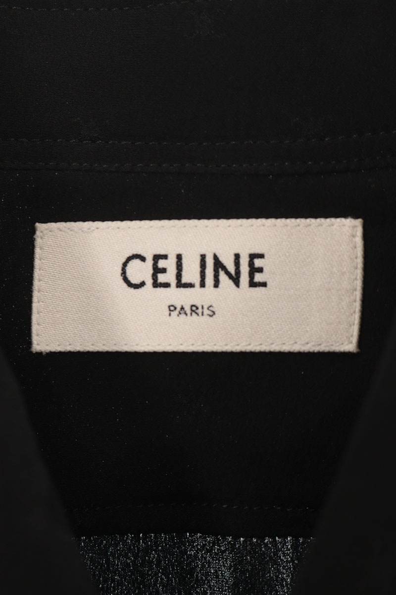 CELINE Micro Triomphe Silk Shirt Black Size 37